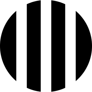 rond noir à rayures blanches pour symboliser les arbitres